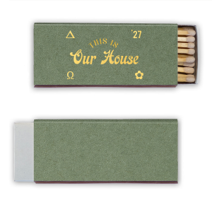 Ignite the spirit of Greek Week with our custom 30-strike matchboxes! Personalize with your sorority or fraternity name and school slogan. Ideal for rush events, sorority giveaways, and toga parties. Not just a matchbox, but a statement piece that adds a stylish and functional touch to your event. Light up the room and your school pride!