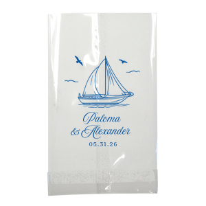 The Sailboat Nautical Nuptial Gift Bag is a great party addition to put the wind in your sails. The bespoke design is perfect for maritime or coastal themed events, making a precious keepsake from guests to remember the good times had. Customize the text to convey your own unique message!