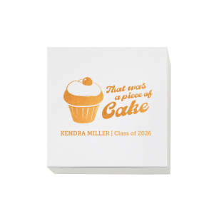 Package your pride with the Piece of Cake Grad Box, personalized with the graduate's name and graduation year, paired with a sweet cupcake graphic and the reassuring phrase "That was a piece of cake." An adorable way to celebrate their effortless success.