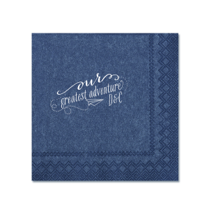 Launch your celebration into a new chapter with the Our Greatest Adventure Couples Napkin. Featuring an imaginative paper airplane graphic, the design soars from "our" into a vibrant swirl around "greatest adventure," spotlighting the couple's initials. It's all about energy, movement, and journeying together!