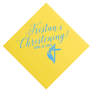 Our custom Lemon Cocktail Napkin with Matte Azure Foil has a Cross With Flame graphic and is good for use in Christian Symbols themed parties and can't be beat. Showcase your style in every detail of your party's theme!
