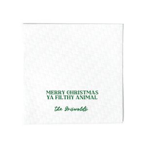 Get your guests giggling with these hilariously irreverent 'Merry Christmas Ya Filthy Animal' napkins. With a bold and sassy design, these napkins are sure to add a dose of festive fun to your holiday table. Whether you're hosting a Christmas dinner or a holiday party, these napkins will bring some much-needed humor to the occasion!