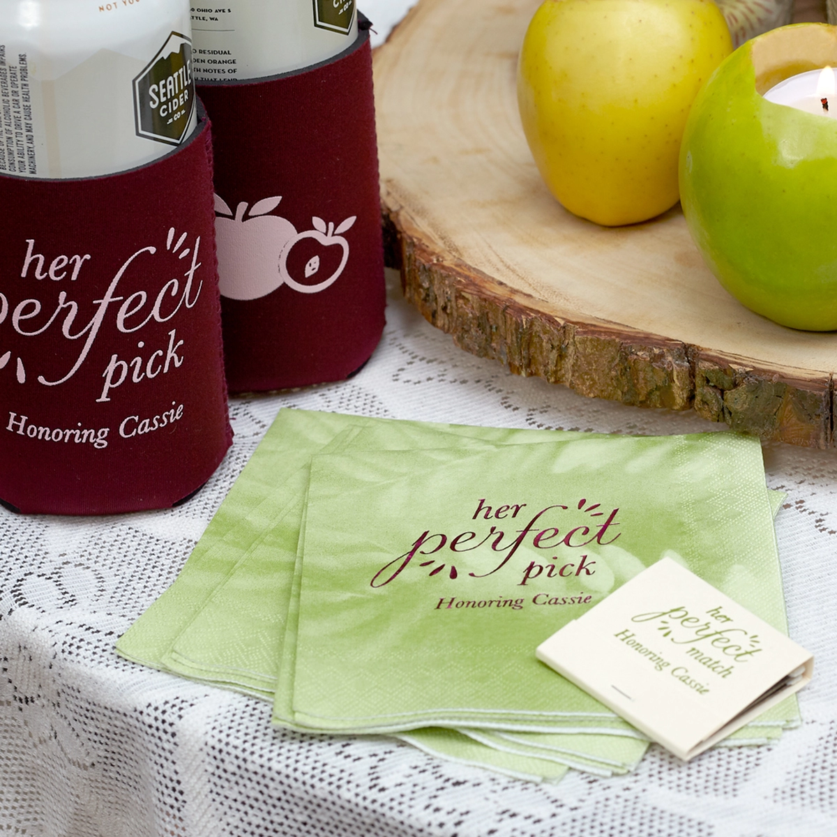 Shop the Perfect Pick Collection Custom Cocktail Napkins, Can Coolers, and 30 Strike Matchbooks