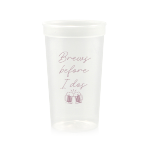 Personalized Clear 16 oz Stadium Cup with Matte Mauve Ink Cup Ink Colors has a Beer Toast graphic and is good for use in Drinks themed parties and can be personalized to match your party's exact theme and tempo.