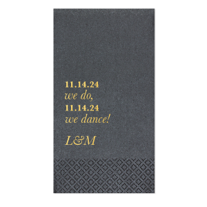 Our beautiful custom Black Linen Like Cocktail Napkin with Shiny 18 Kt Gold Foil will add that special attention to detail that cannot be overlooked.