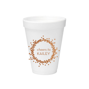 Brimming with excitement, the Confetti Cheers Frame Foam Cup captures the joy of any celebration. The overflowing confetti frame and spirited “cheers to” message make this design a fun and enthusiastic choice for honoring your special someone