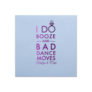 ForYourParty's chic Lavender Cocktail Napkin with Shiny Amethyst Foil has a I Do Ring graphic and is good for use in Words, Wedding themed parties and will make your guests swoon. Personalize your party's theme today.