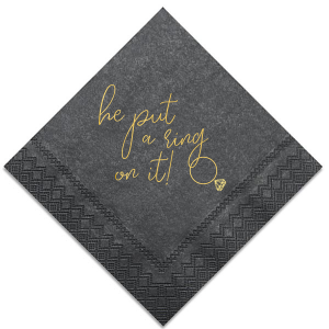 Custom Magenta Cocktail Napkin with Shiny 18 Kt Gold Foil has a Diamond graphic and is good for use in Wedding, Bridal Shower themed parties and couldn't be more perfect. It's time to show off your impeccable taste.