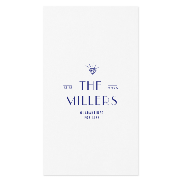 ForYourParty's elegant Dark Navy Cocktail Napkin with Shiny Sterling Silver Foil has a Diamond graphic and is good for use in Wedding, Bridal Shower themed parties and will make your guests swoon. Personalize your party's theme today.