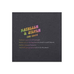 Custom Black Cocktail Napkin with *Shiny Holographic Gold Foil will add that special attention to detail that cannot be overlooked.