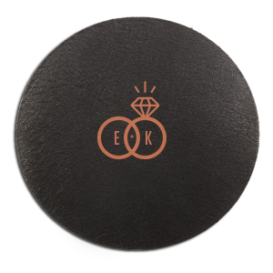 Cheers to love with the Diamond Wedding Ring Initials Coaster, where a dazzling diamond meets its match in an interlocked band. Initials find a charming home within each ring, crafting a coaster that's as unique as your 'I do's.