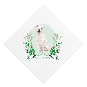 Leafy Crest with Dog Custom Photo Napkin