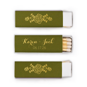 The Charming Garden Pattern Name Match is a charming celebration of nature and romance. This design is adorned with a whimsical garden scene, lush with floral splendor, symbolizing growth and beauty. The reverse side features the couple's names and event date, seamlessly blending the enchantment of a botanical garden with the personal touch of the couple. 