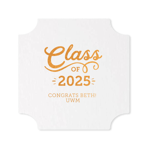 Our beautiful custom White Round Coaster with Shiny Turquoise Foil are a must-have for your next event—whatever the celebration!