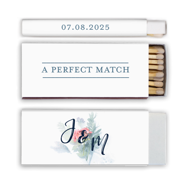Our custom White Square Custom Photo Matchbox with Matte Stone Blue Ink Digital Print Colors and Matte Navy Ink Digital Print Colors are a must-have for your next event—whatever the celebration!