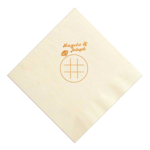 Celebrate your union with a playful twist using the Engagment Ring Tic-Tac-Toe Game Napkin, highlighting an engagement ring themed board. Add a personal touch with the couple's names in a funky, unique style. Ideal for adding fun to any wedding-related festivity.