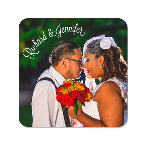 Our personalized White Custom Photo Round Coaster with Matte White Ink Digital Print Colors will make your guests swoon. Personalize your party's theme today.