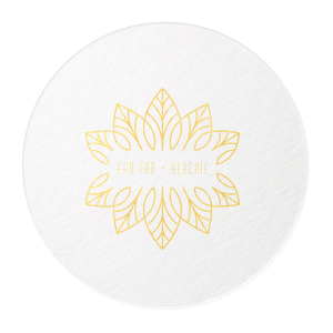 ForYourParty's personalized White Square Coaster with Shiny 18 Kt Gold Foil Color has a Merry Mandala graphic and is good for use in Frames themed parties and will make your guests swoon. Personalize your party's theme today.