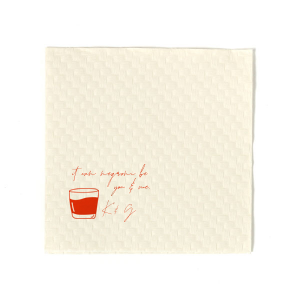 Savor the sentiment of your special day with the Negroni Be You & Me Napkin, adorned with a sleek clipart of a Negroni glass and the playful words "It can negroni be you and me" in a whimsical script. Add a touch of personalization with the couple's initials below, ideal for toasting to love at your wedding, rehearsal dinner, or engagement party.