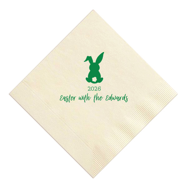 ForYourParty's chic Pearl Gold Shimmer Guest Towel with Matte Moss Green Foil has a Bunny graphic and is good for use in Animals, Easter and Holiday themed parties and can't be beat. Showcase your style in every detail of your party's theme!