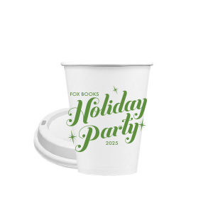Sip with shimmer using the Sparkle Holiday Party Cup. Showcasing bold, joyous script for "Holiday Party" surrounded by twinkling sparkles, it's the perfect festive touch. Personalize with the host's name and year to ensure your celebration shines with every sip!