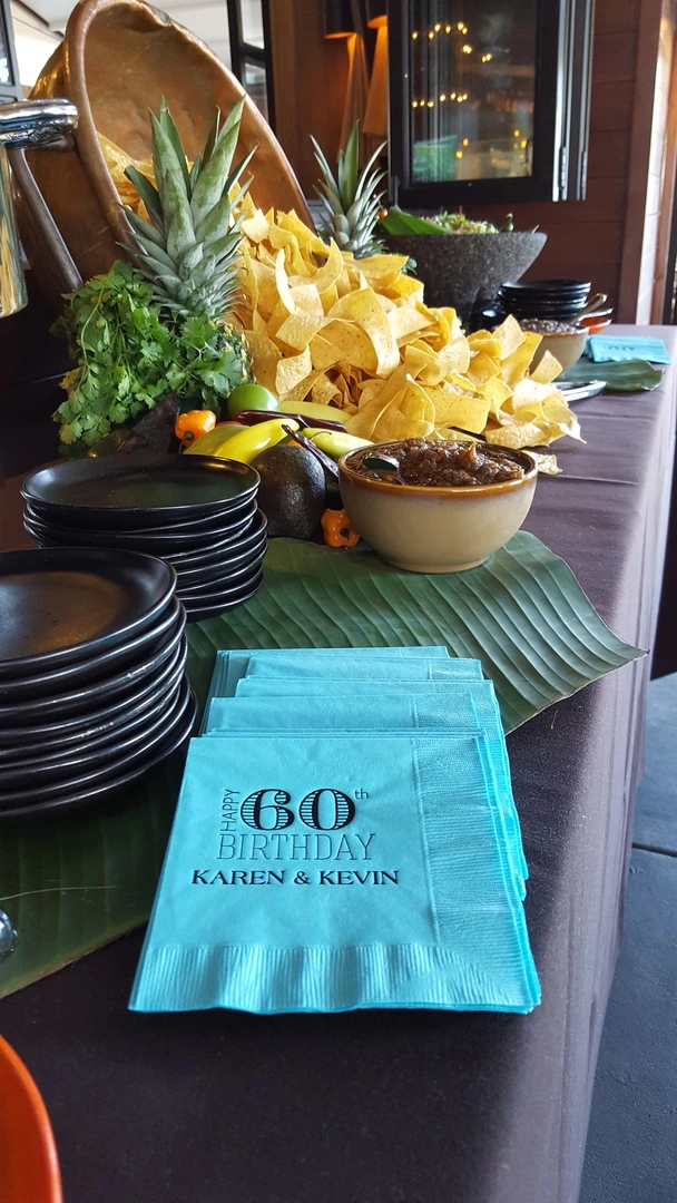 custom napkins are a great personalized touch for your milestone birthday celebrations