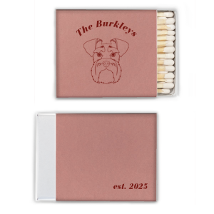 Don't leave your furry best friend out of your wedding plans! Custom matchboxes with an adorable schnauzer graphic will be a huge hit as a dog themed wedding party favor. 