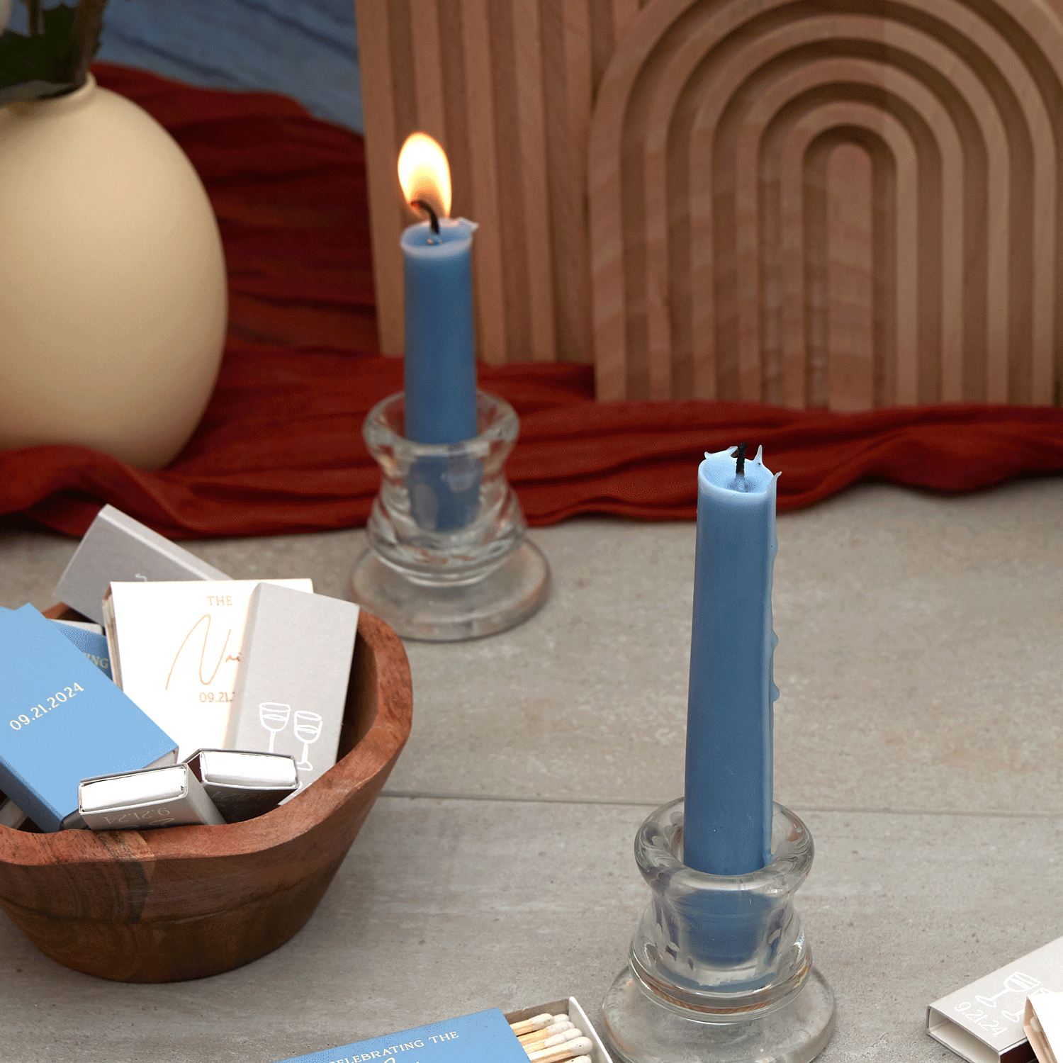 Boho Terracotta Line Art Wedding Matchbook 