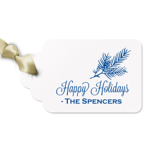 Personalized Natural Leaf Double Point Gift Tag with Shiny 18 Kt Gold Foil has a Pine graphic and is good for use in Floral, Outdoors, Organic themed parties and will give your party the personalized touch every host desires.