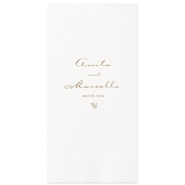 Our custom White Cocktail Napkin with Shiny Champagne Foil will give your party the personalized touch every host desires.