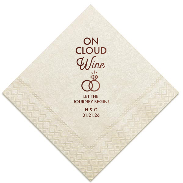 Personalized Watercolor Sangria Cocktail Napkin with Matte Ivory Foil has a Wedding Rings 2 graphic and is good for use in Wedding themed parties and can't be beat. Showcase your style in every detail of your party's theme!