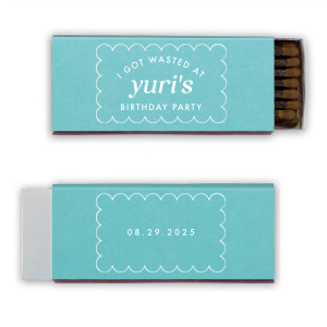 If you're looking for a unique birthday party favor, look no further! This scallop birthday match features a modern and minimal scallop frame. You can personalize this with the date of your event and the name of the birthday person. 