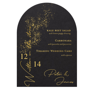 This celestial arch menu is perfect for astrology lovers. Feaeturing a stunning starry night design, this unique arch menu will set your night apart. 