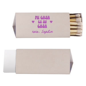 With a classic phrase and an inviting design, these matches are the perfect way to make any home feel like a cozy and welcoming place. The simple bold design and heartfelt message will add a personal touch to any gathering.