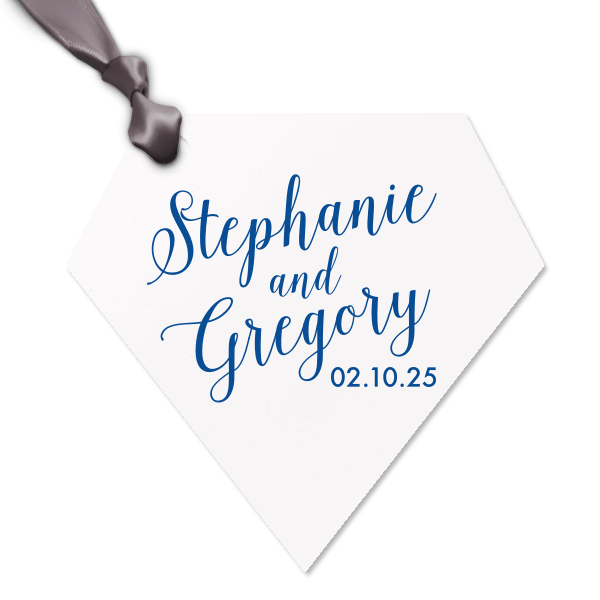 Add sophistication to your event with the personalized Elegant Script Names Letterpress Gift Tag. Ideal for luxurious weddings and other events.