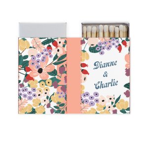 Match wedding favors are a timeless gift to give your guests. They also make for a favor that will remind you of your wedding day for years to come. This custom wedding match can be personalized with the couple's names. It features a beautiful hand drawn floral pattern that will be stunning at a summer or spring wedding. 