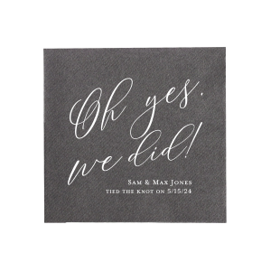 Oh yes, we did! Celebrate your wedding day with this custom cocktail napkin.