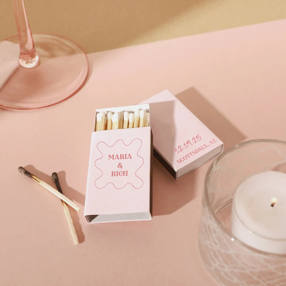Custom printed matchboxes printed in Pink