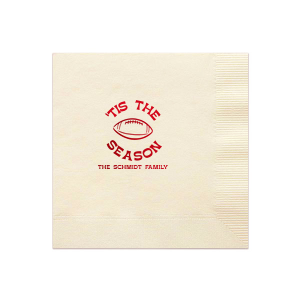 Personalize your big game day with our Football tis The Season Napkin. The handy napkin is easily personalized to your liking with custom text and design. Perfect for sports themed parties, score them for your big event!