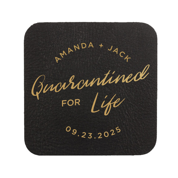 Our custom White Round Coaster with Satin 18 Kt. Gold Foil will give your party the personalized touch every host desires.
