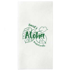 Personalized this trendy tropical bachelorette napkin. Featuring a bold plant motif, you can add the name of the bride and enjoy!