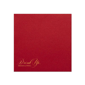 Our beautiful custom Ivory Cocktail Napkin with Shiny 18 Kt Gold Foil Color will look fabulous with your unique touch. Your guests will agree!