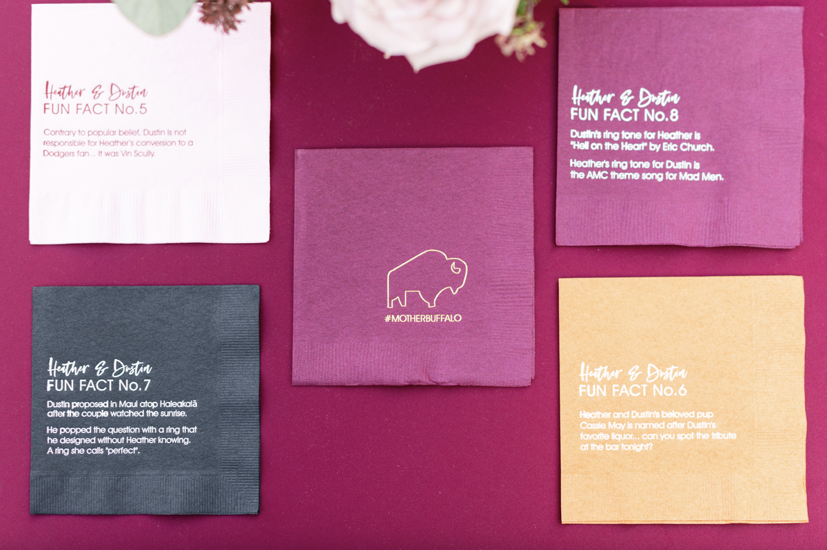 fun fact wedding cocktail napkins