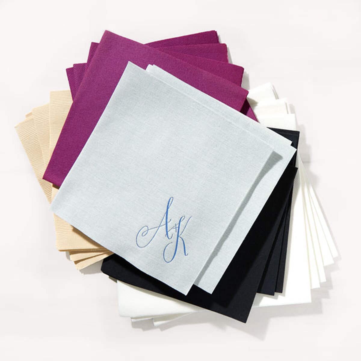 Various Napkin and Print colours 130 Personalised Wedding Napkins 10 Designs 