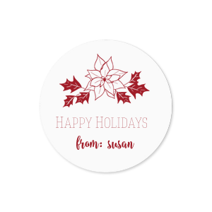 Happy Holidays Poinsettia Label