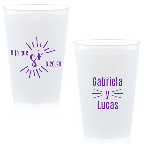 "Cheers to love with the Dijo Que Sí Cup , where 'Sí' beams brightly, symbolizing joyful affirmation. 'Y' artistically unites the couple's names, each side radiating with the warmth and vibrancy of a love celebrated in any language."