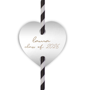 Add a personalized touch to your celebratory drinks with the Graduation Soiree Sip Straw Tag, elegantly inscribed with the grad's name and year of graduation in a sleek script font. A modern and stylish detail for sipping in honor at any classic graduation gathering.