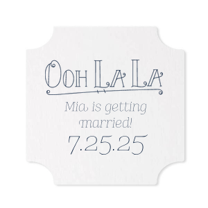 Personalized Blush with Kraft back Nouveau Coaster with Matte Navy Foil Color has a Ooh La La graphic and is good for use in Words themed parties and can't be beat. Showcase your style in every detail of your party's theme!