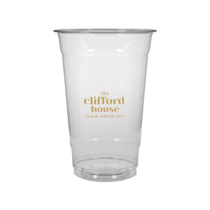 Personalized Clear Plastic Cup with Gold Ink Cup Ink Colors will impress guests like no other. Make this party unforgettable.