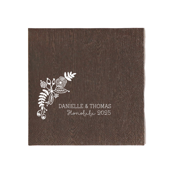 ForYourParty's chic Kiwi Cocktail Napkin with Matte White Foil has a Rustic Floral Accent graphic and is good for use in Floral themed parties and are a must-have for your next event—whatever the celebration!